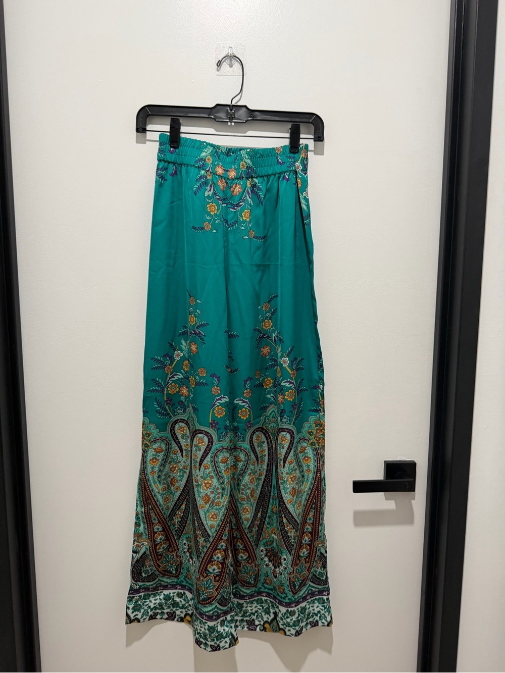 Rachel Zoe Teal Floral Paisley Maxi Skirt
